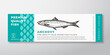 Premium Quality Anchovy Vector Packaging Label Design Modern Typography and Hand Drawn Fish Silhouette Seafood Product Background Layout