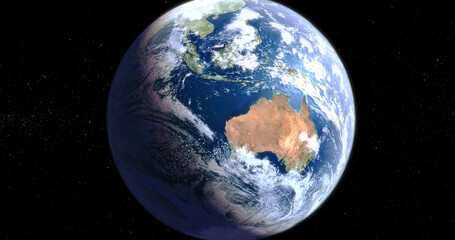 Wall Mural - Breathtaking view of the earth globe as it's seeing from the space isolated on black background