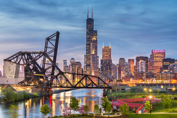 Wall Mural - Chicago, Illinois, USA Park and Downtown Skyline