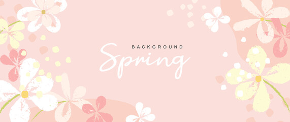 Wall Mural - Pink abstract background with flowers. Spring vector illustration for banner design, posters, web, advertising and events, invitation and sale leaflets