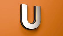 3D Illustration Of The Letter "U" On The Orange Background
