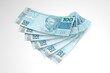 © Alessio - 3d Money notes of 100 reais, 100 reais and 100 reais from brazil in wood background. Money from brazil. earn money. Real, Currency, Dinheiro, Reais, Brasil. Money banknotes 3d illustration.