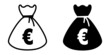 ofvs32 OutlineFilledVectorSign ofvs - money bag vector icon . isolated transparent . euro currency sign . black outline and filled version . AI 10 / EPS 10 . g11307
