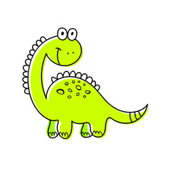 Nice funny doddle dinosaur isolated icon on white background. Vector illustration for textile, wallpaper, prints, fabric, clothes for children.