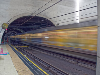 Wall Mural - Empty dark subway tunnel