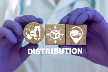 Distribution and smart global logistics medical pharmaceutical concept. Medications and pills delivery and global business communications network. Transportation Import Export.