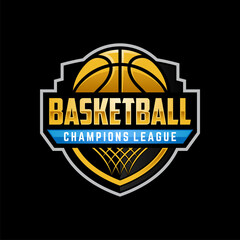 Wall Mural - Basketball club logo, emblem, designs with ball. Sport badge vector illustration