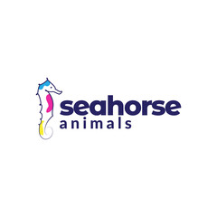 Wall Mural - continuous line abstract seahorse logo design, vector graphic symbol icon illustration creative idea