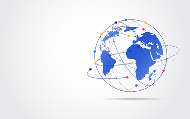 Wall Mural - Global network connection. World map point and line composition concept of global business. Vector Illustration