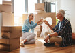 © Camerene P/peopleimages.com - Life boils down to the milestones. Shot of a happy mature couple toasting with wine on moving day.