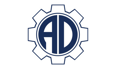 AO two letter monogram type mechanical | industrial | engineering  creative initials letter with gear icon logo design vector template.