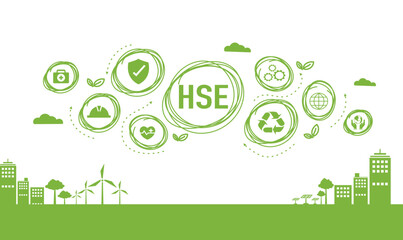 HSE - Health Environment Security Abbreviated Web Banner Icon For Business And Organization.Safe Industry Standards And Industry.
