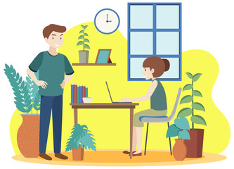 Wall Mural - People at workplace concept in flat design