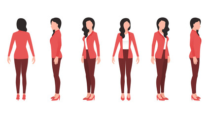 Wall Mural - woman in office outfit, businesswoman character vector illustration set on white background.