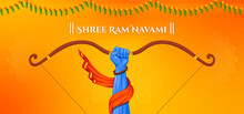 Shri Ram Navami Greeting Hands Of Lord Rama Holding Big Bow And Arrow