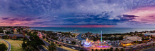 Stormy Arcus Shelf Cloud Approaching The Frankston Coastline In The Afterglow Of Sunset With Apocalyptic Blues And Purples Aerial Panoramic