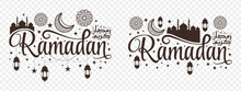 Arabic Ramadan Kareem Calligraphy Lettering Ramadhan Greeting Text For Ramzan Mubarak With Lantern Islamic Pattern Background