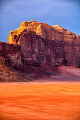 Wall Mural - Extraordinary mountain desert landscape, Wadi Rum Protected Area, Jordan.