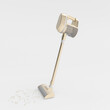 3d render illustration of vertical cordless vacuum cleaner. Modern Trendy design. White and gold color.