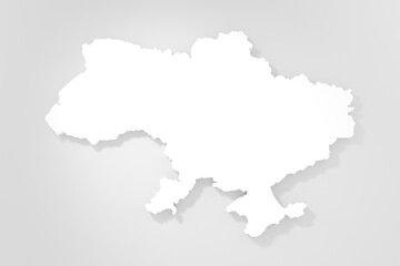 Wall Mural - Stylich 3D map of Ukraine in shades of grey on light background