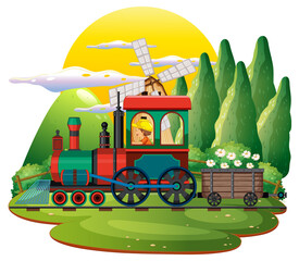 Wall Mural - Train with natural scene