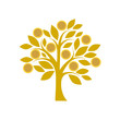 Golden money tree icon isolated on white background