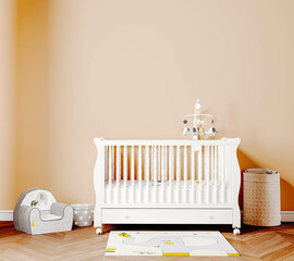 Sticker - 3d render of beautiful nursery baby room
