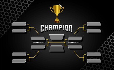 black and gold elegant sport game tournament championship contest stage layout, double elimination b