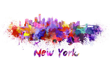 Wall Mural - New York skyline in watercolor
