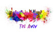 Tel Aviv skyline in watercolor