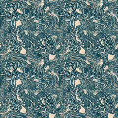 Abstract Hand drawn and flowers seamless pattern vector Illustration ,Design for fashion , fabric, textile, wallpaper, cover, web , wrapping and all prints