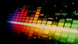 © gnepphoto - Sound equalizer. Wave pattern of music sounds element on monitor screen. Digital equalizer. Modern song equalisers dark background. Colorful waveform of musical soundtrack. Music equalizers display.