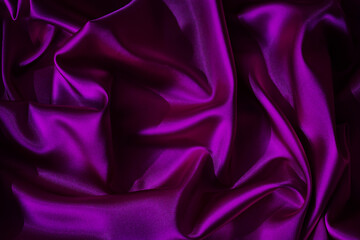 Wall Mural - Deep purple silk satin. Shiny fabric. Wavy folds. Beautiful elegant background for design.