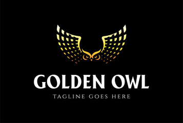 Geometric Luxury Flying Owl Bird Wings Logo Design Vector