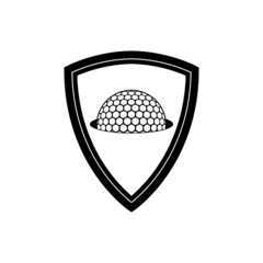 Wall Mural - Golf Ball Shield Emblem Logo Design isolated on white background