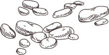 Cobble Stones Group Monochrome Hand Drawn Illustration
