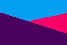 Abstract Blue, Purple And Pink Geometric Background With Copy Space.