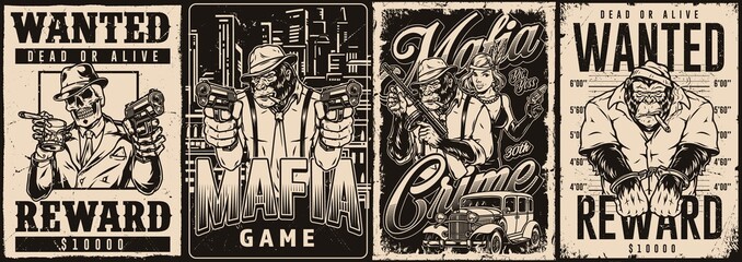 Poster - Mafia mobsters monochrome posters collection