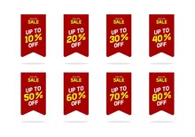 Set Of Red Sale Tags