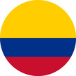 Colombia flag in circle shape isolated  on png or transparent  background,Symbol of Colombia , template for banner,card,advertising, magazine, and business matching country poster, vector 