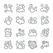 Foam icons set. Soap bubbles, icon collection. Line with editable stroke