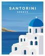 Santorini Island, Greek Aegean Sea. travel to greece. landscape travel background, card, travel poster, postcard, flyer, art print.