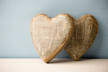 Old Rustic Heart On The Wooden Background. Provencal Style.