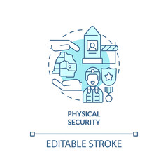 Sticker - Physical security turquoise concept icon. Dimension of national safety abstract idea thin line illustration. Isolated outline drawing. Editable stroke. Arial, Myriad Pro-Bold fonts used