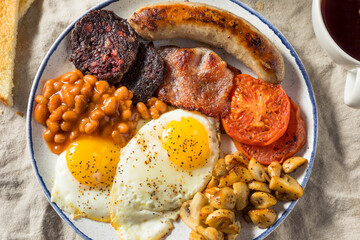 Sticker - Homemade Full English Breakast with Eggs Sausage