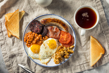 Sticker - Homemade Full English Breakast with Eggs Sausage