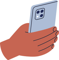 Wall Mural - hand holding smartphone cartoon illustration