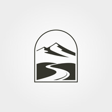 Mountain River Logo Vector Vintage Symbol Illustration Design