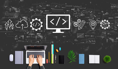 Web development concept with person using a laptop computer