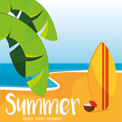 Wall Mural - Poster Summer sun surf vector illustration